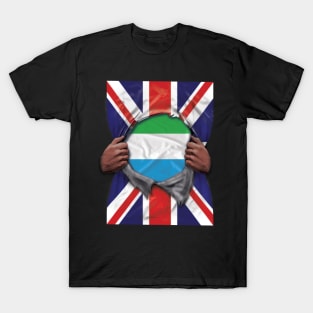 Sierra Leone Flag Great Britain Flag Ripped - Gift for Sierra Leonean From Sierra Leone T-Shirt